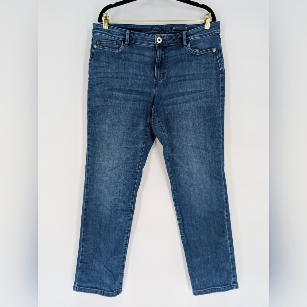 J.Jill Authentic Fit Slim Ankle Jeans Womens 12 Medium Wash Blue Stretch Denim